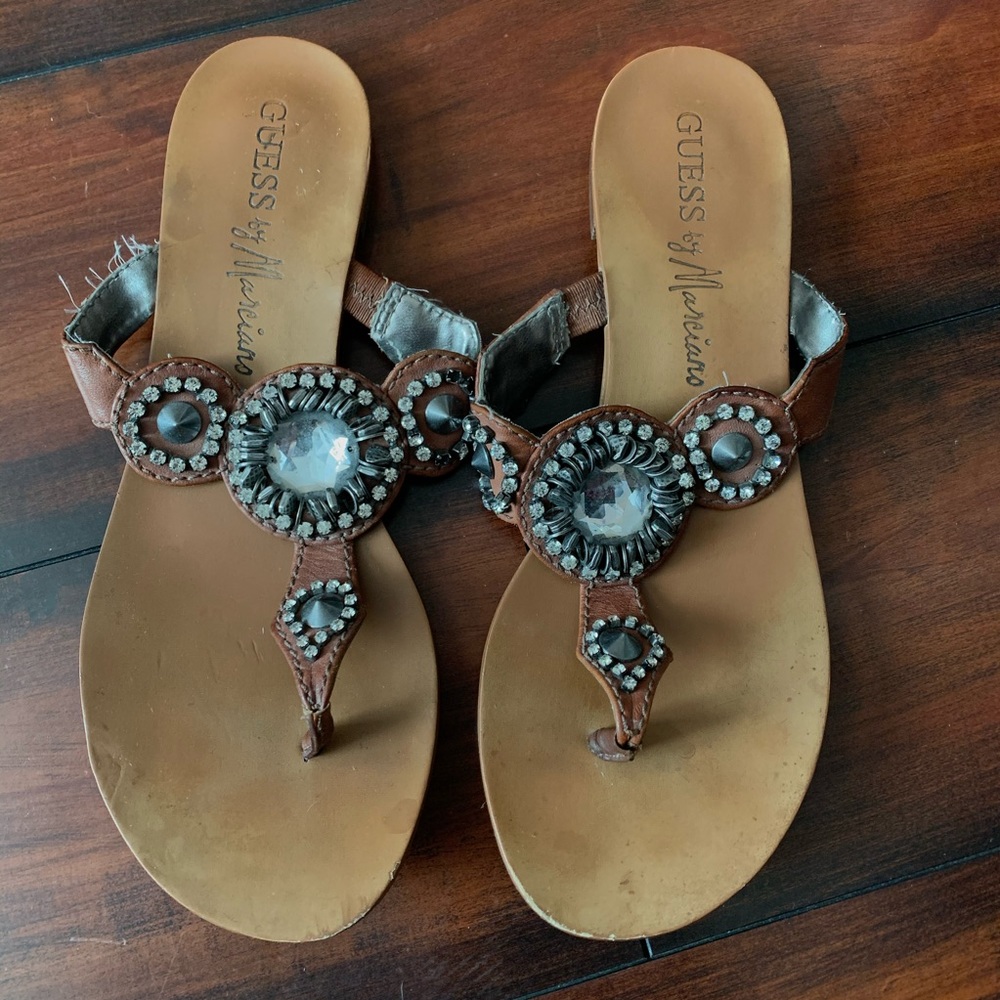 Marciano - Rhinestone T Strap Sandals